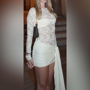 Lioness butter yellow Floral Lace Long Sleeve Dress